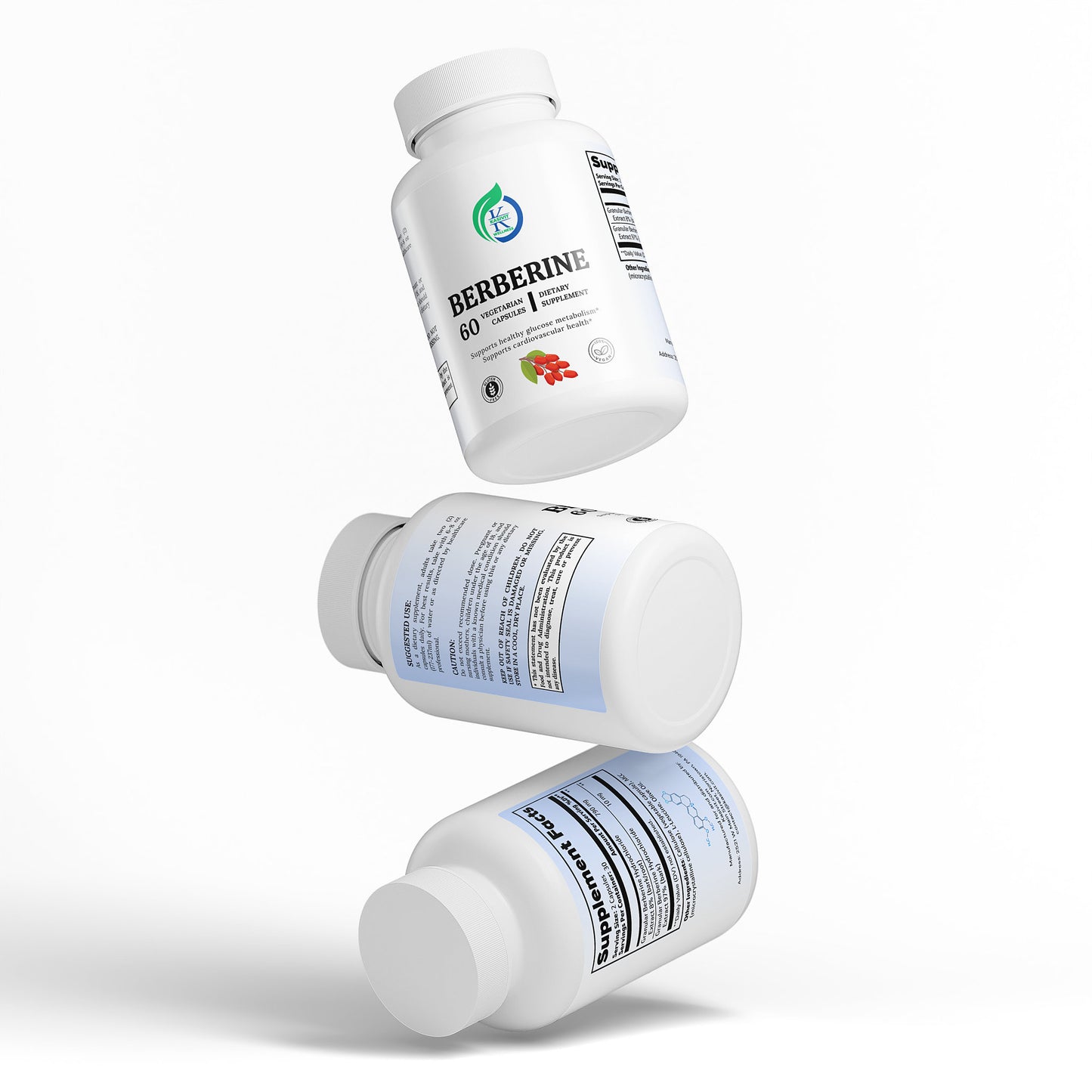 Kasivit Berberine supplement bottles showing label and ingredients for berberine for healthy metabolism