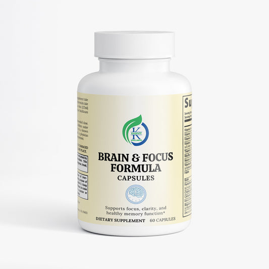 Kasivit Brain and Focus Formula capsules with 60 count for clarity and memory support in white bottle