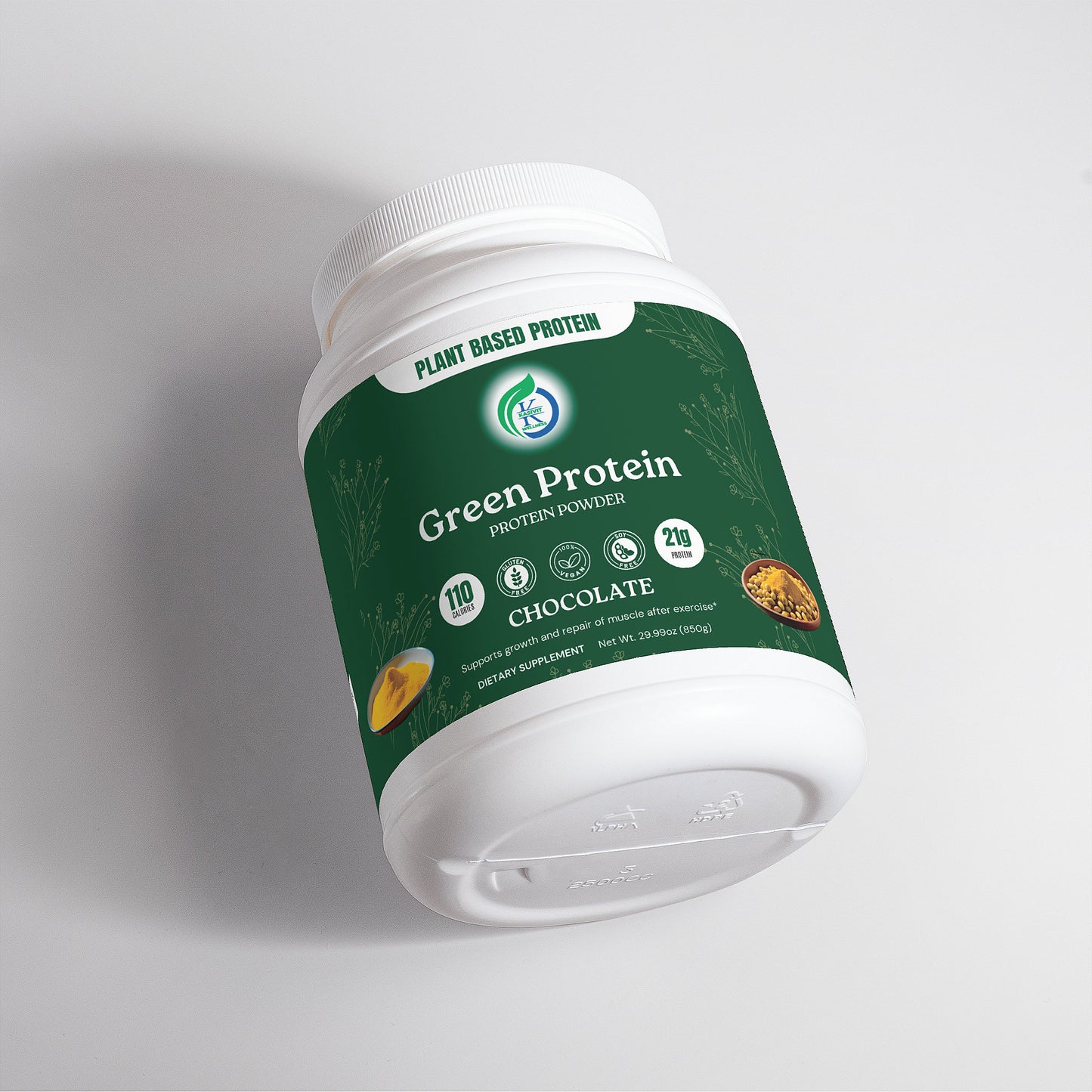 Kasivit green protein powder chocolate flavor vegan protein powder for muscle recovery