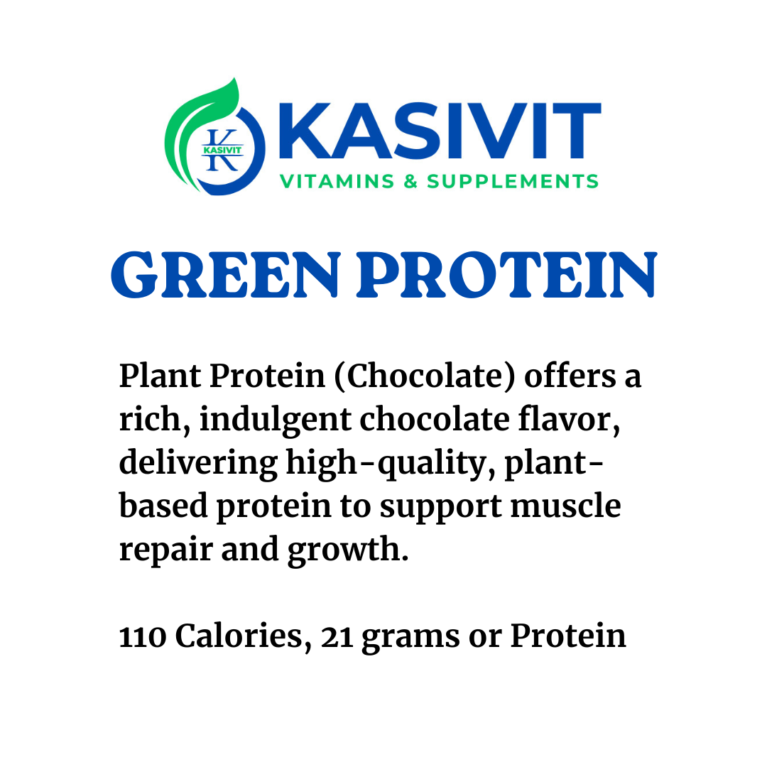 Kasivit Green Protein plant-based vegan protein powder for muscle recovery with chocolate flavor