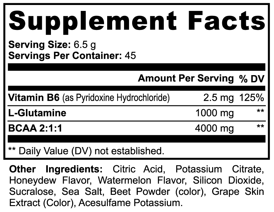 BCAA Post Workout Supplement Powder (Honeydew/Watermelon)