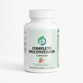 Complete multivitamin dietary supplement in white bottle with 60 capsules for immune support