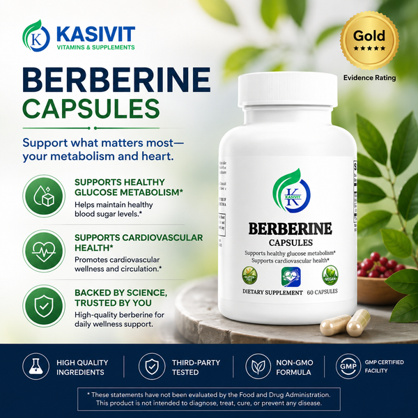 Kasivit Berberine for Healthy Metabolism - 60 Vegan Capsules