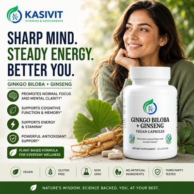 Kasivit Ginkgo Biloba and Ginseng Supplement Capsules
