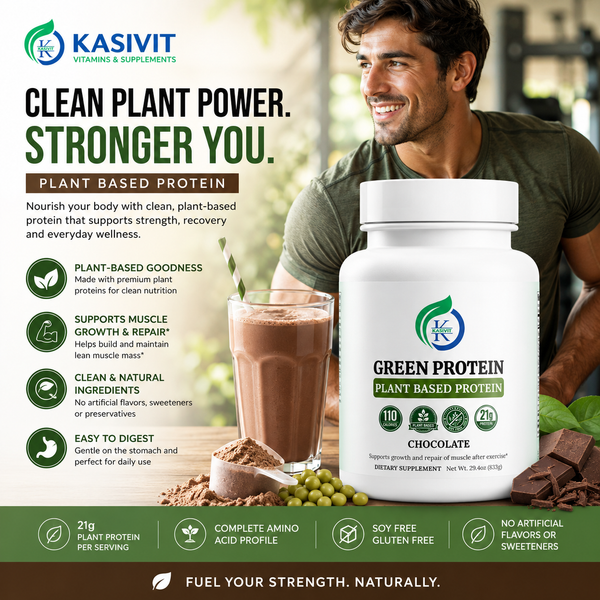 Kasivit Vegan Green Protein Powder for Muscle Recovery - Chocolate