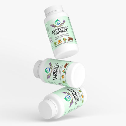 Kasivit Ayurvedic complex supplement bottles with herbal ingredients for digestive health