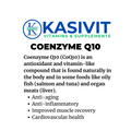 Kasivit CoQ10 supplement in black packaging with antioxidant benefits for heart health