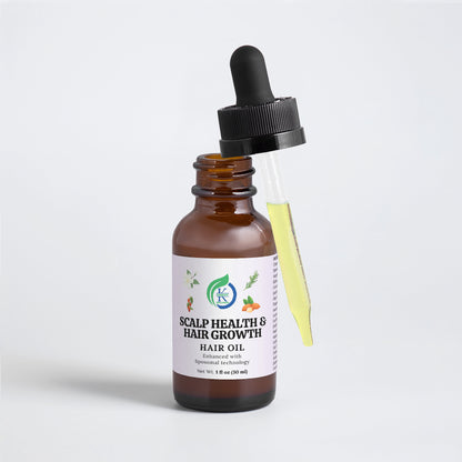 Kasivit Scalp Health & Hair Growth Hair Oil with key ingredients for enhanced growth in amber glass bottle