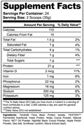 Kasivit vegan protein powder for muscle recovery nutrition facts label showing 21 grams protein per serving