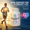 Kasivit Bone and Heart Support Vitamin K2 D3 60 Capsules for Healthy Bones and Heart in White Bottle