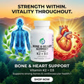 Kasivit Bone & Heart Support Vitamin K2 + D3 Supplements in white bottle for cardiovascular health