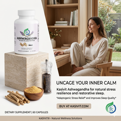 Kasivit Ashwagandha Capsules with Black Pepper - 60 Count