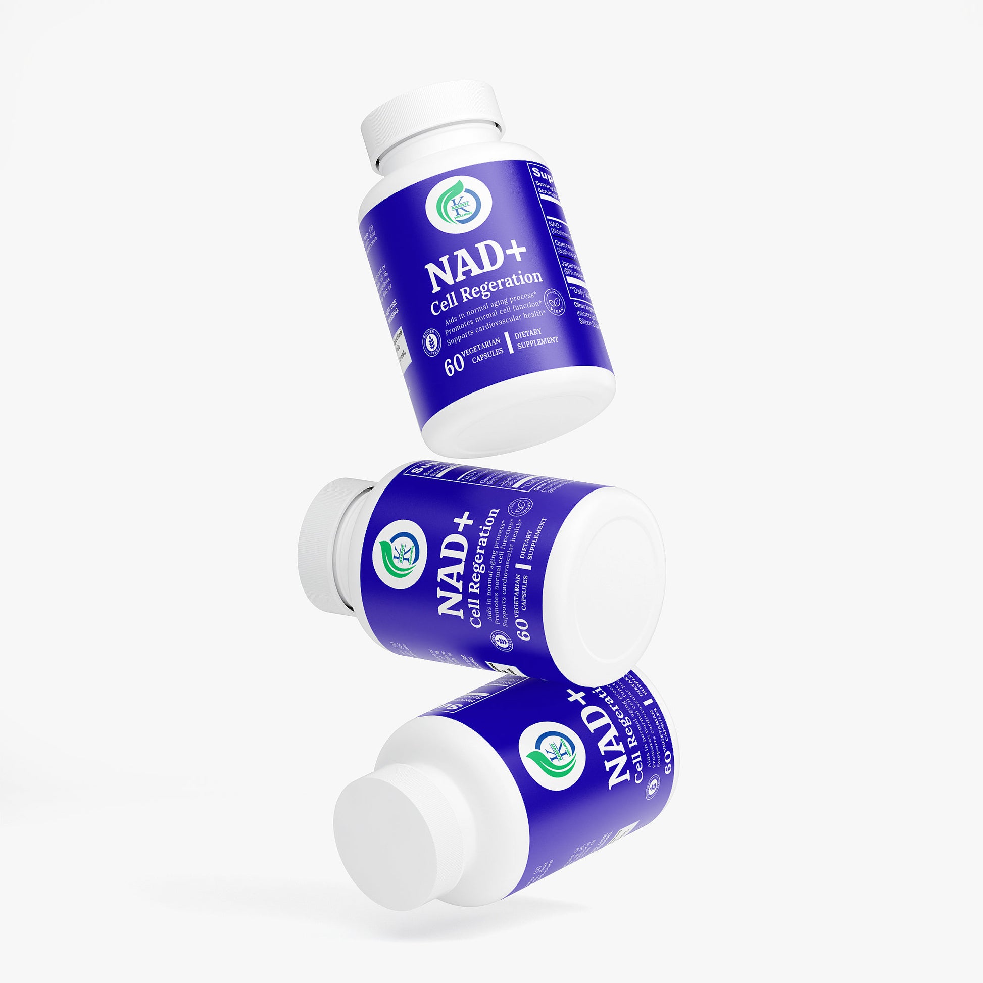 Kasivit NAD supplement for healthy aging with cell regeneration support in 60 capsules bottles