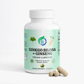 Kasivit Ginkgo Biloba and Ginseng supplement vegan capsules bottle with natural ingredients