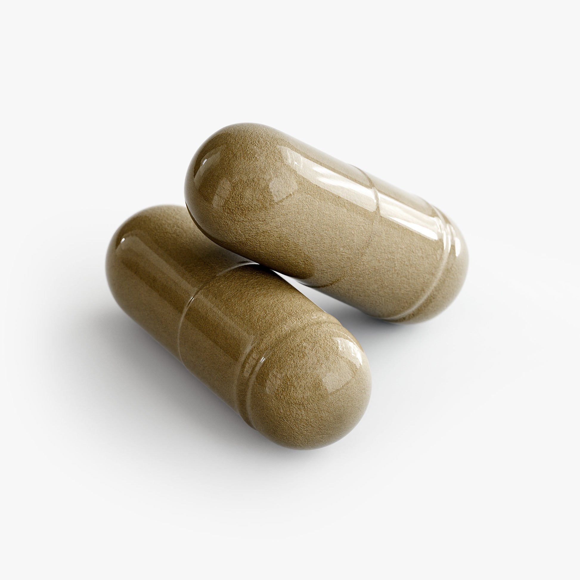 Kasivit Ginkgo Biloba and Ginseng supplement brown capsules on white background